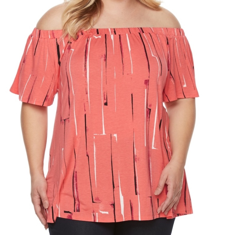 Apt 9 Coral off shoulder peasant top 3X NWT